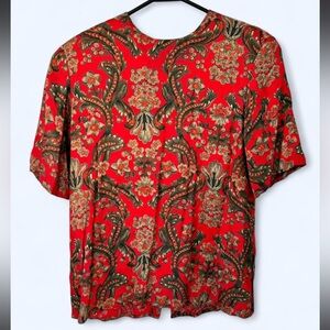 Vintage 80’s Evan Picone Red and Black Paisley Print Blouse